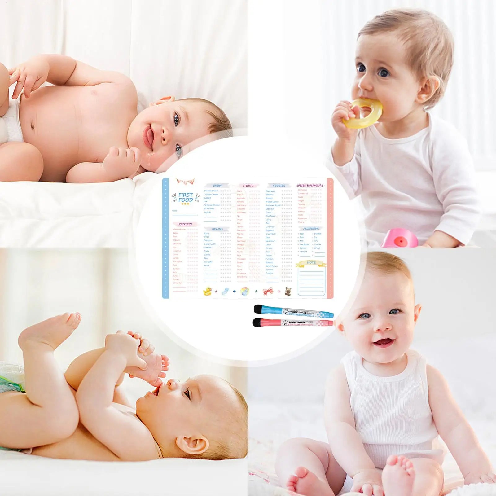 Magnetic Baby First Foods Checklist Erasable Infant Food Tracking Chart Repeatable Magnetic Baby Feeding Meal Planner
