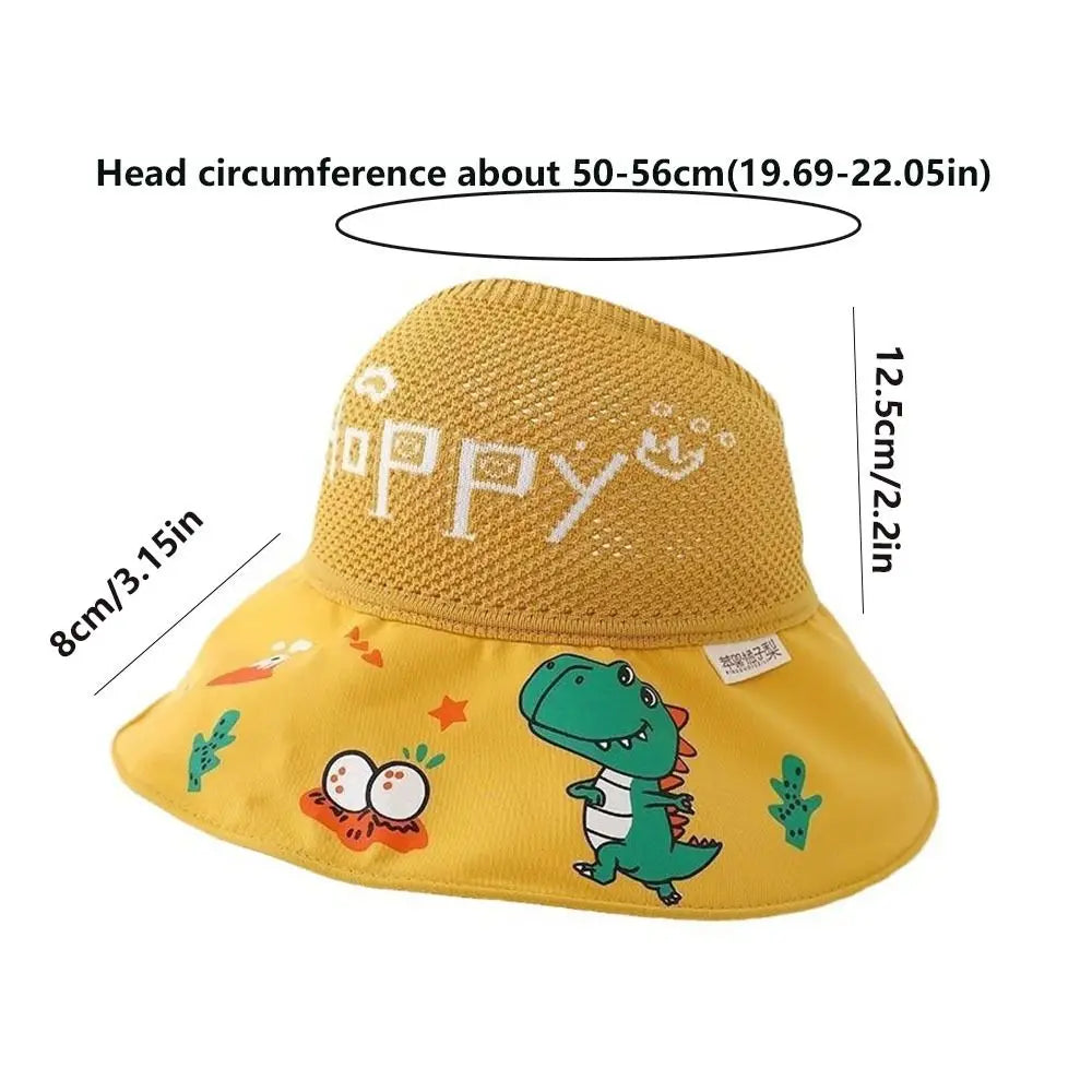 Cartoon Anti UV Protection Children Sun Hat Wide Brim Empty Top Summer Baby Sunhat Thin Comfortable Kids Beach Cap Outdoor