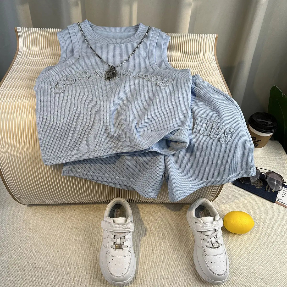 Outdoor Clothes for Children Boys Summer Kids Baby 2PC Sleeveless Top & Pants Shorts Sporty Outfit Premium Cotton 2-10 Years Old
