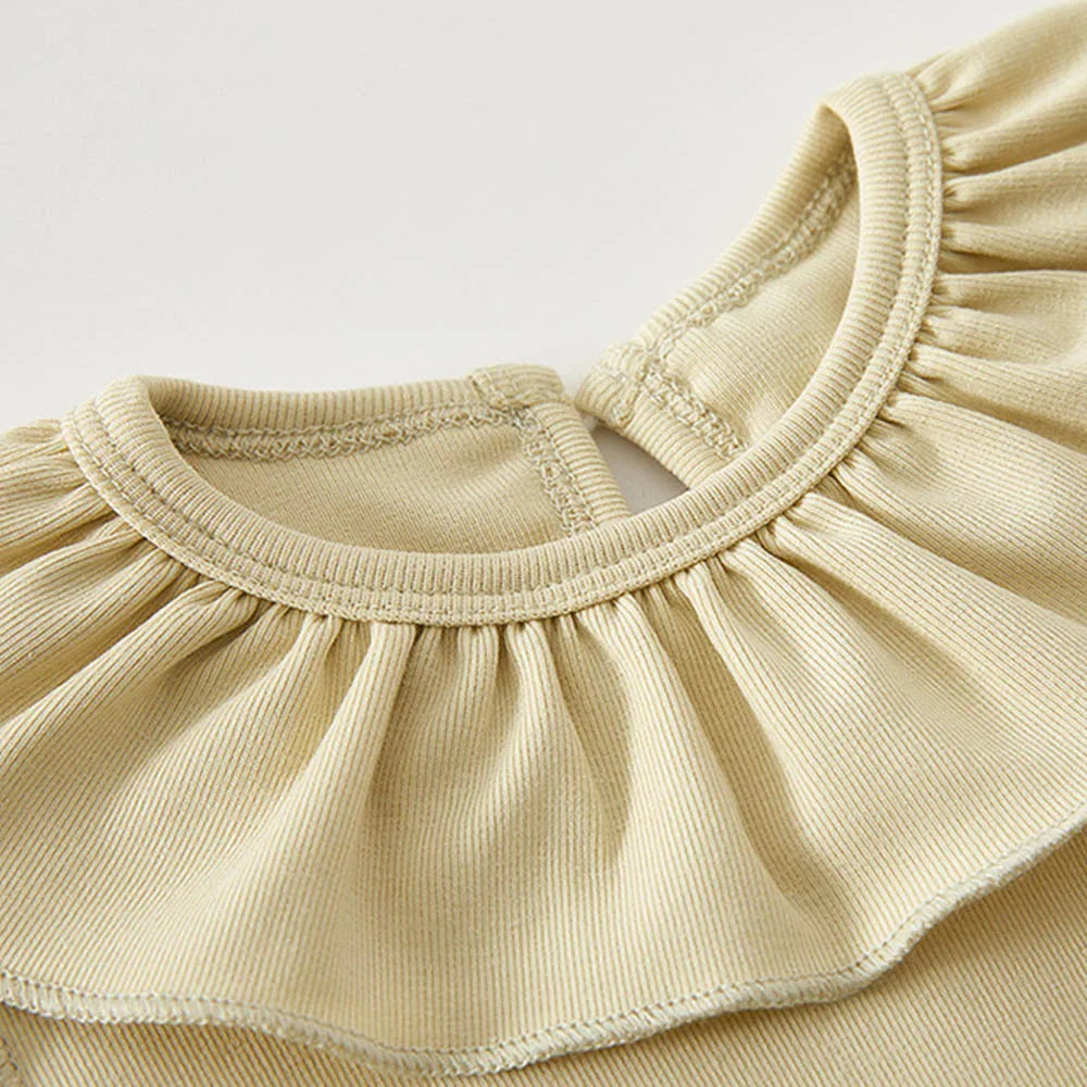 Newborn Baby Bodysuits Long Sleeve Solid Color Ruffles Spring Autumn 1st Birthday Infant Girl Romper Baby Clothes