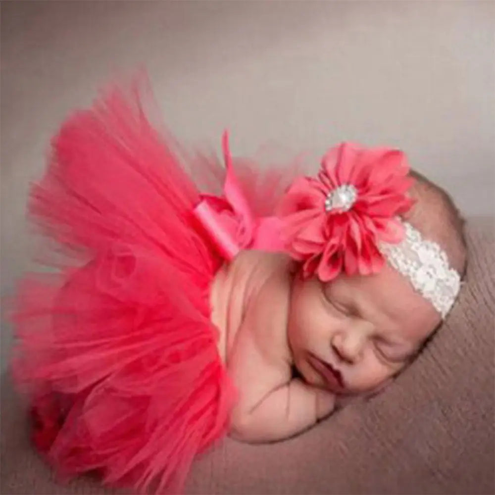 Cute Princess Newborn Outfit Infant Suit Headband Set Tutu Skirt Baby Girl Summer Dress Costume Photography Props Accessories