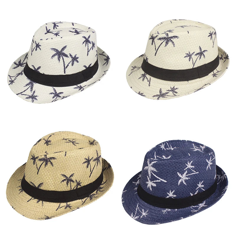 Summer Beach Straw Hat for Kids Linen Woven Sun Protection Cap Outdoor Travel Sunscreen Kids Boy Girl Panama Hats