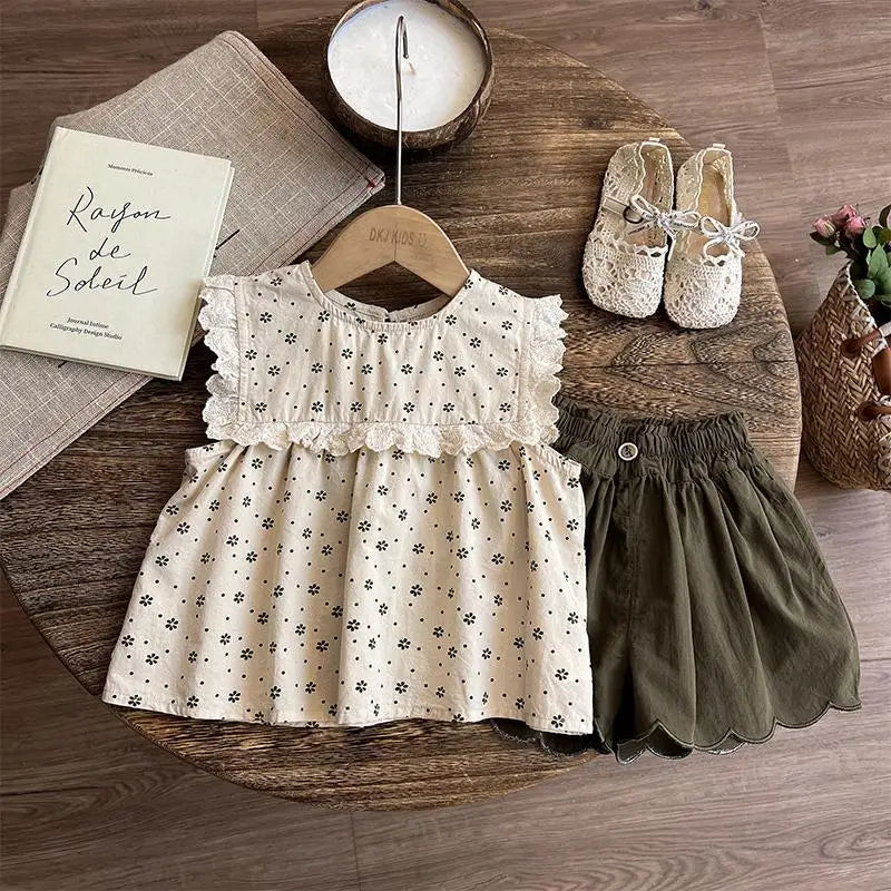 Children's Clothing Sets Floral Print Sleeveless Top + Shorts 2pcs Sets Toddler Girl Clothes Kids Clothes for Girls