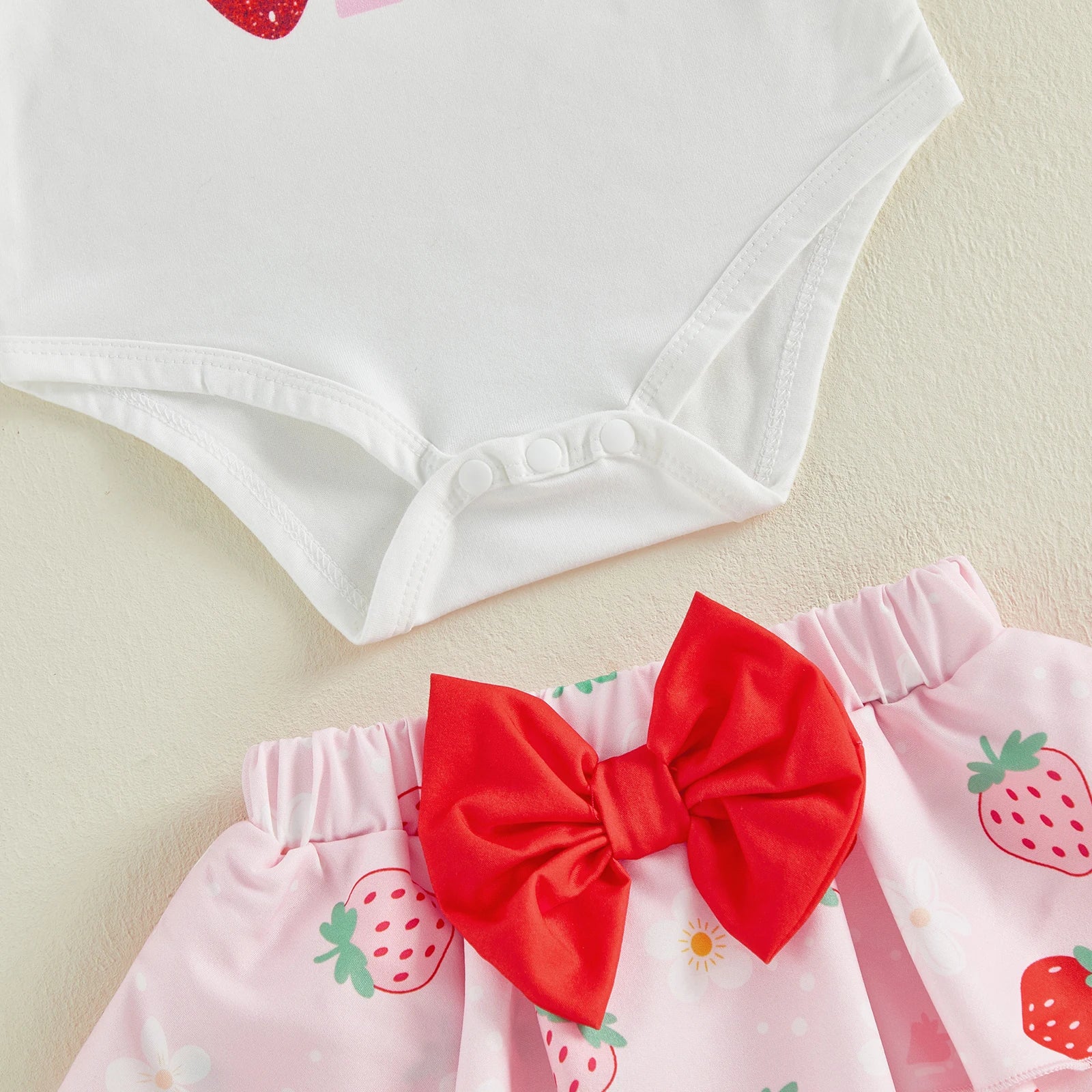 Summer Infant Girl Birthday Outfit Ruffle Short Sleeve Letters Print Romper Elastic Waist Skorts Headband Clothes