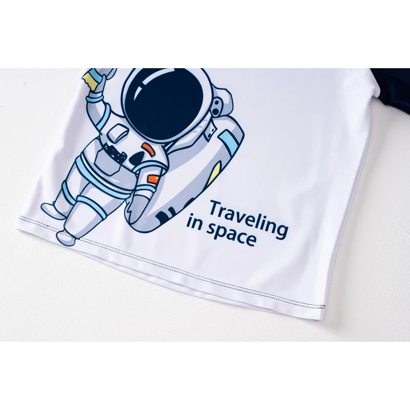 Summer Children's Swimsuit Boys Split Short Sleeve Swimming Suit Teenage Cartoon Quick Drying Bathing Suits Boys Swimsuit Set