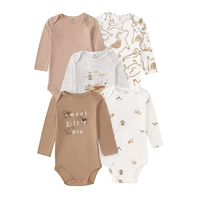 100% Cotton Soft Breathable Baby Bodysuits Long Sleeve Newborn Infant Boys Girls Onesies Rompers Bebe Clothes Baby Shower Gifts