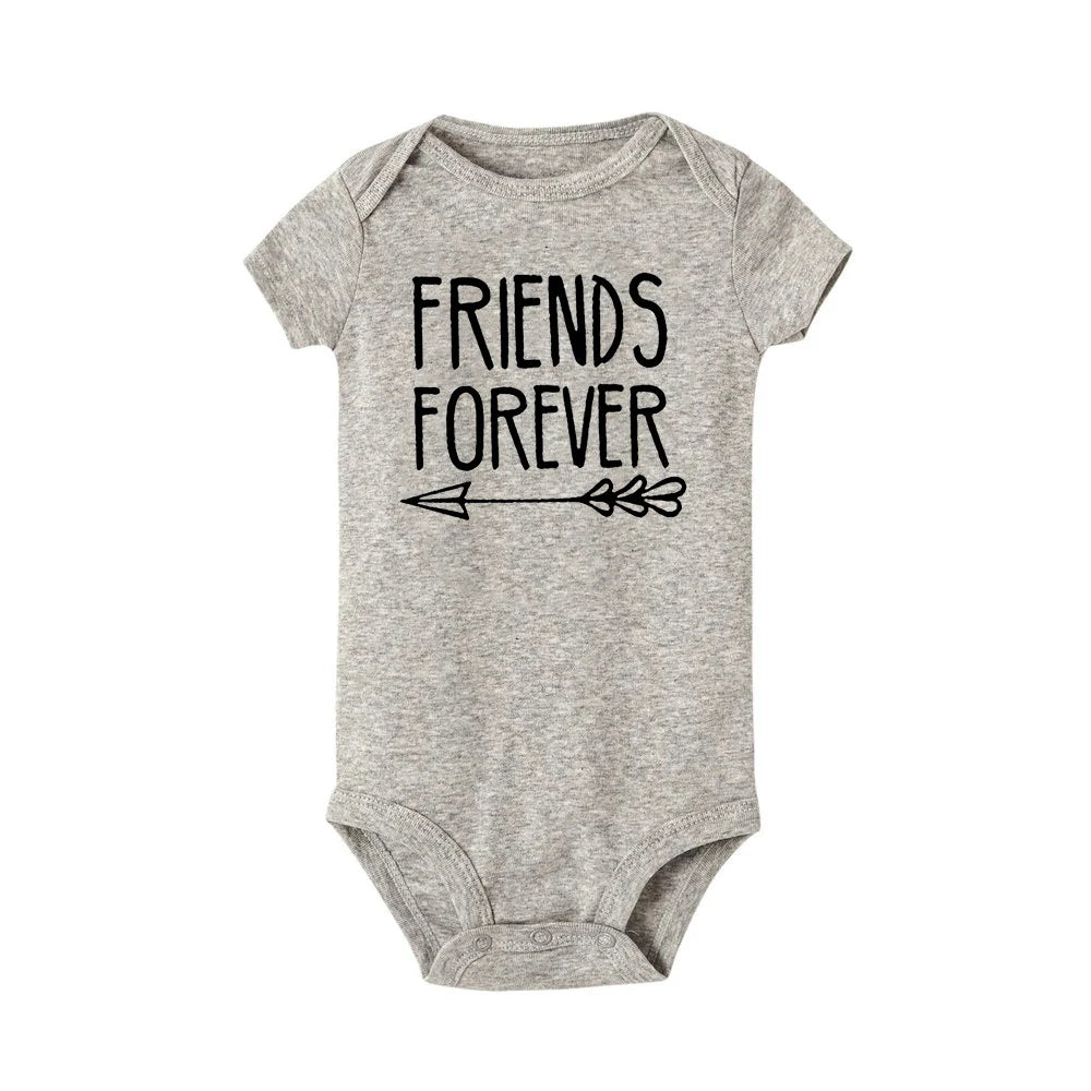 Born Together Baby Twins Bodysuits Best Friends Forever Baby Clothes Twin Summer Jumpsuit Girls Boys Outfits Infant Shower Gifts