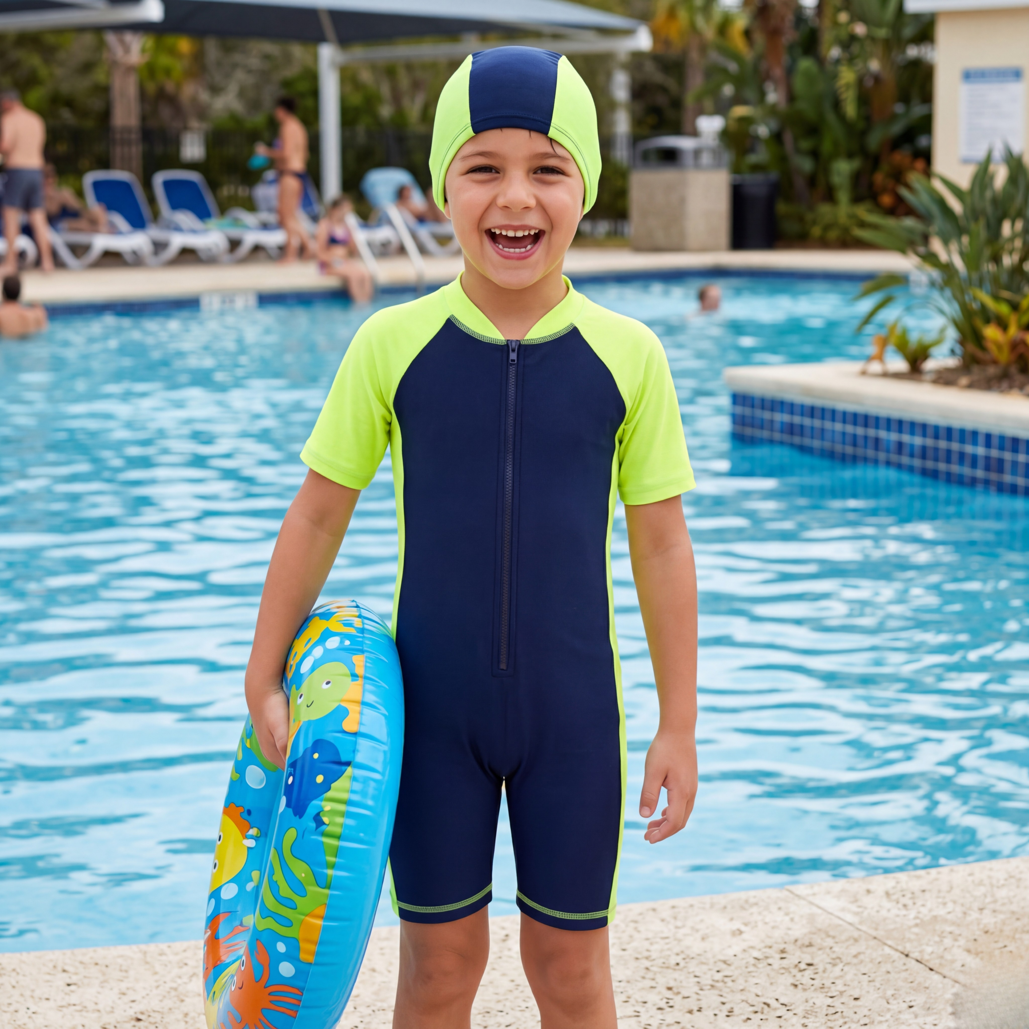 Wetsuits Kids Boys Girls Swimwear Swimsuits Short Sleeves Bodysuit Zippered Shorty Unitard Children's Bathing Suit Wetsuit