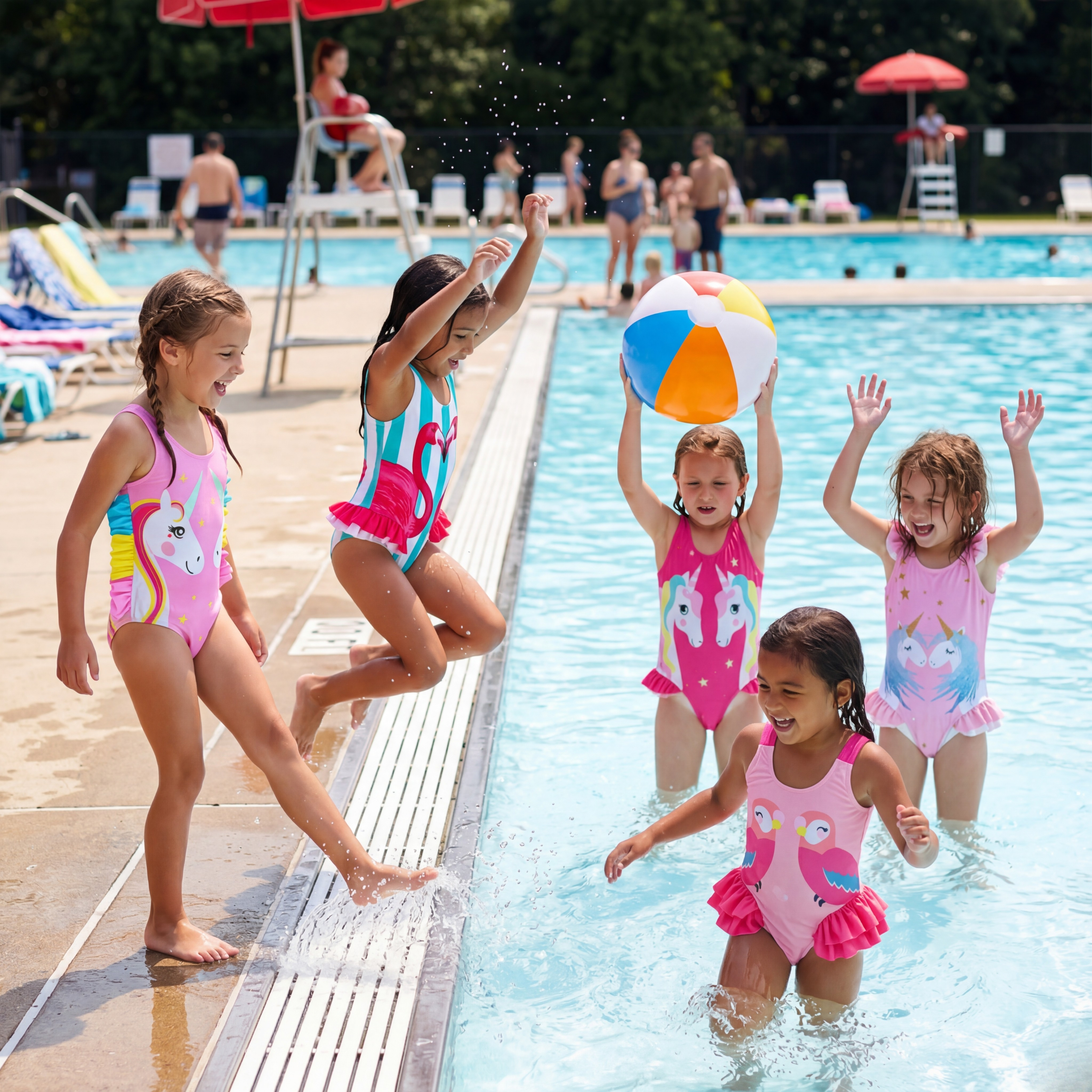 2026 Summer Children Swimsuit 2-8Years Girls Swimsuit Infant Baby Cute Cartoon Sleeveless Bikini Briefs One-piece Swimsuit